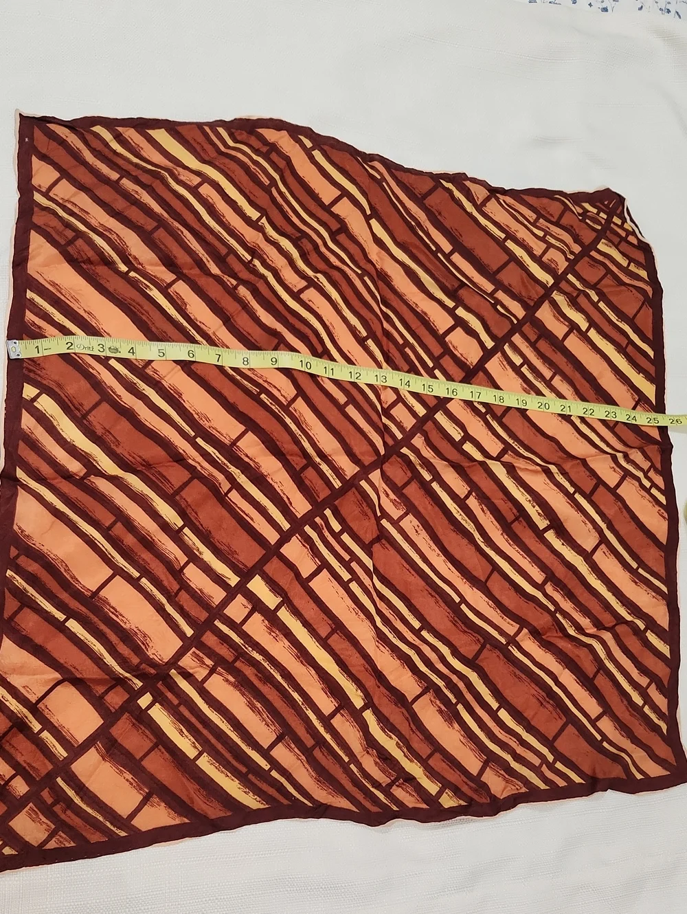 Striped Rust and Peach Square Scarf